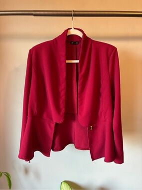 Michel Fuchsia Pink Ruffle Hem Blazer – Size XL